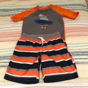 Gymboree boy’s swim set small trunks/shirt